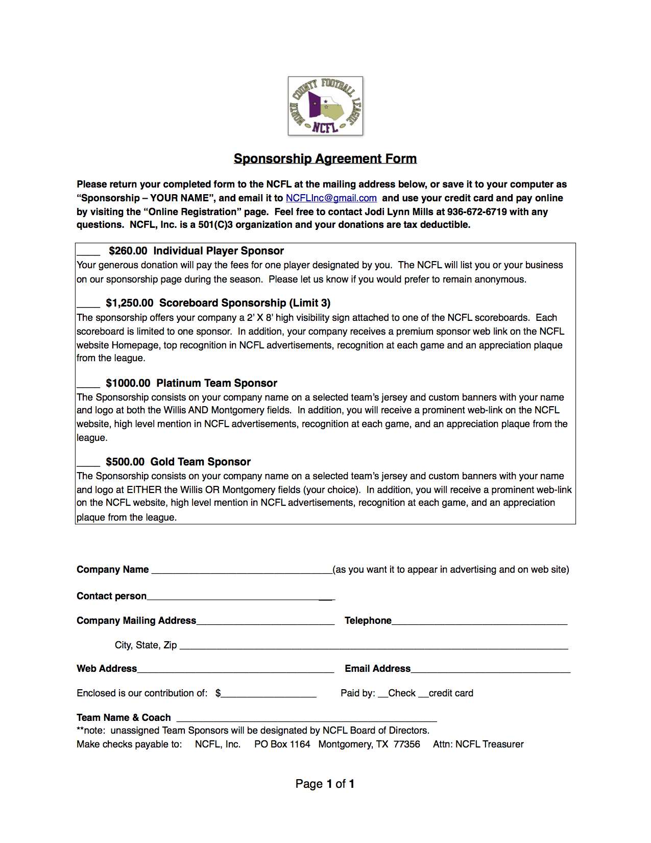 Sports Sponsorship Agreement Template